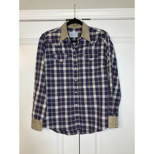 Tru West Rockmount Ranch Wear Mens Pearl Snap Shirt Size S Plaid Vintage USA
